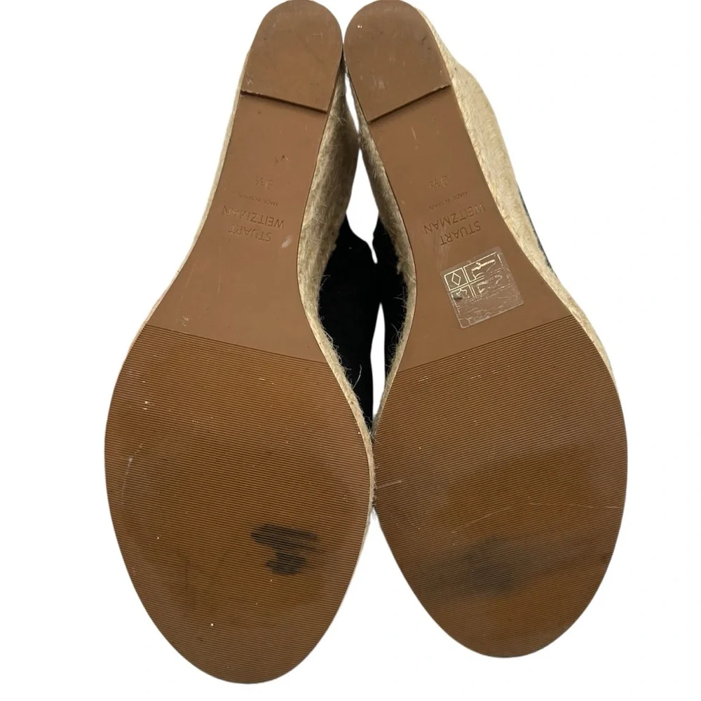 Stuart Weitzman Marabella Black Suede Espadrille Wedge Mules Sandals Size 9.5 - Picture 9 of 10
